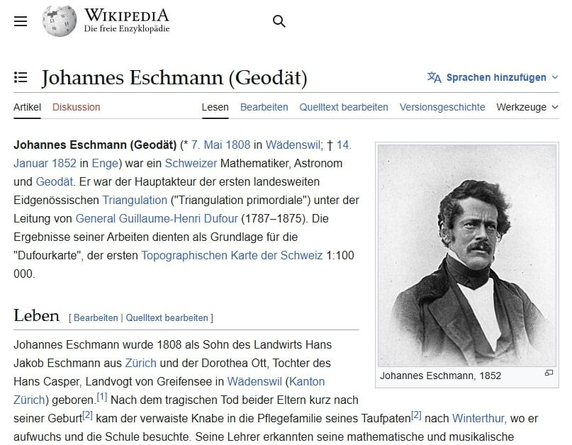 Bedeutende Personen der Geodäsie in der Schweiz